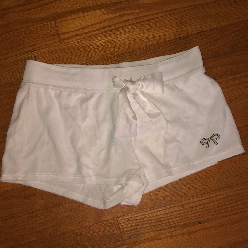 White terry cloth “bride” shorts